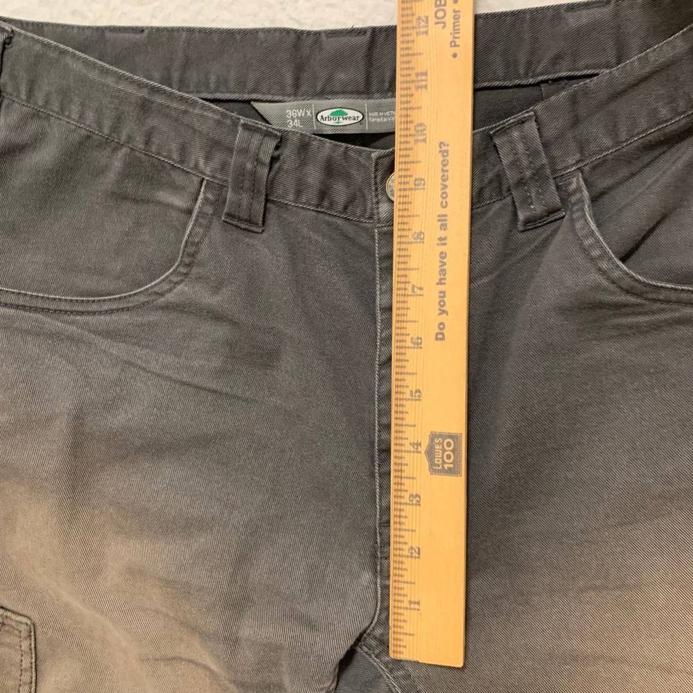 Arborwear Canvas Work Pants 36x34 (FITS 36x33) Faded Utility Rugged *HOLE* Gray - Picture 8 of 11